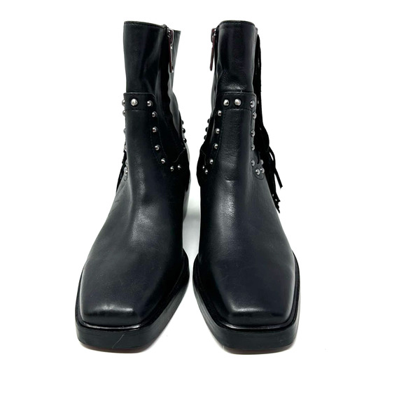 Sam Edelman size 5 black ankle boots‎ booties fringe studded side zip Bernie - Picture 2 of 11